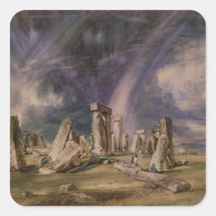 Pegatina Cuadrada John Constable el   Stonehenge, 1835