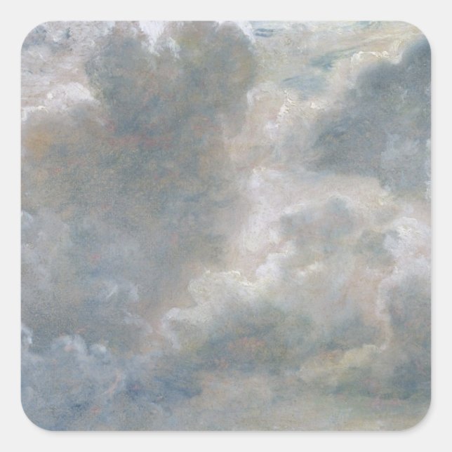 Pegatina Cuadrada John Constable | Estudio de las nubes de Cumulus,  (Anverso)