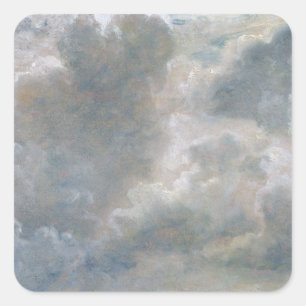 Pegatina Cuadrada John Constable   Estudio de las nubes de Cumulus,