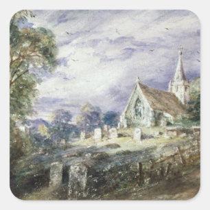 Pegatina Cuadrada John Constable Iglesia de Stoke Poges