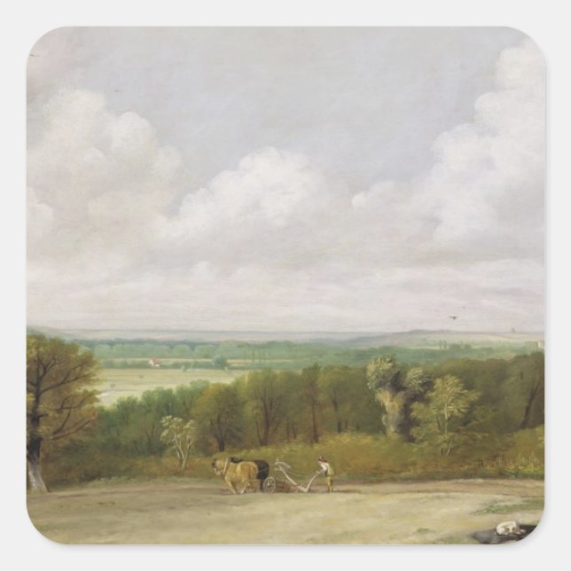 Pegatina Cuadrada John Constable | Paisaje: Luminosa escena en Suf (Anverso)