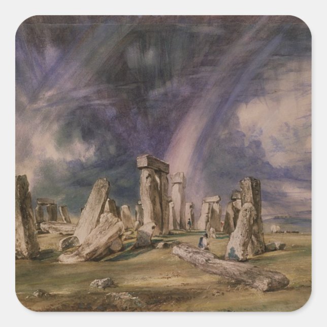 Pegatina Cuadrada John Constable | Stonehenge, 1835 (Anverso)