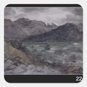 Pegatina Cuadrada John Constable   Vista en Borrowdale