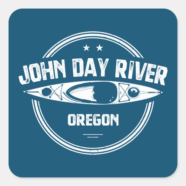 Pegatina Cuadrada John Day River Oregon Kayaking (Anverso)