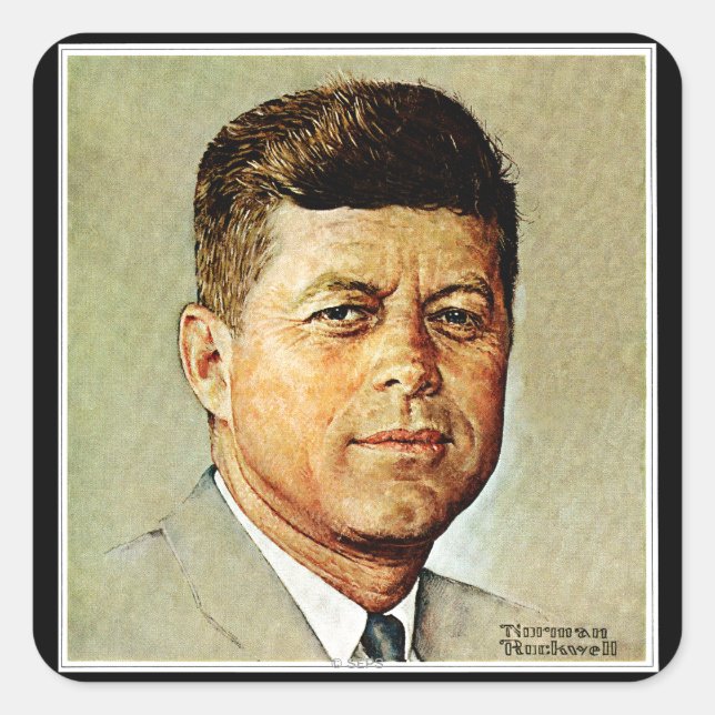 Pegatina Cuadrada John F. Kennedy EN MEMORIAM (Anverso)