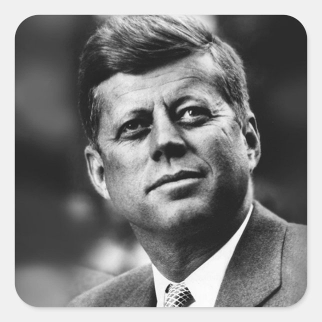 Pegatina Cuadrada John F Kennedy President (Anverso)