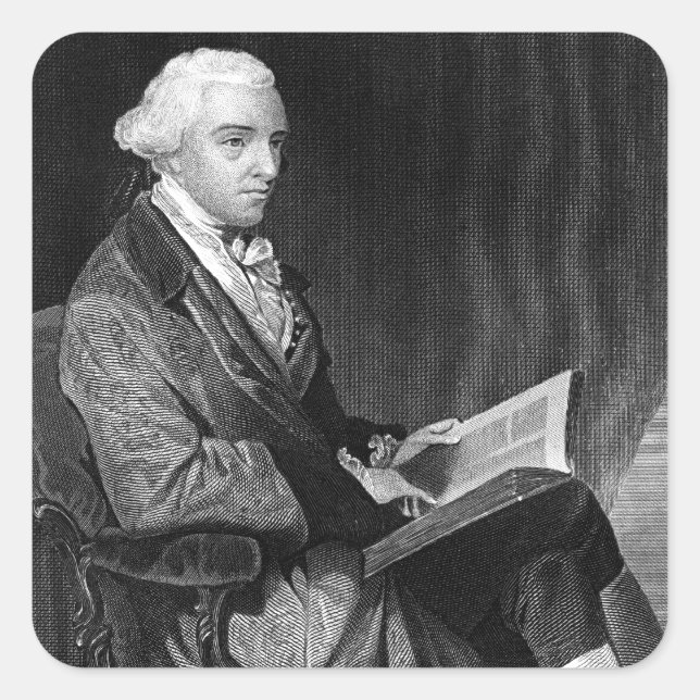 Pegatina Cuadrada John Hancock (Anverso)