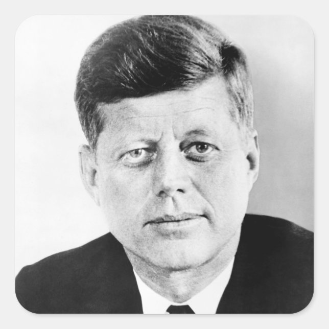 Pegatina Cuadrada John Jack Kennedy Casa Blanca Presidencial de EE. (Anverso)