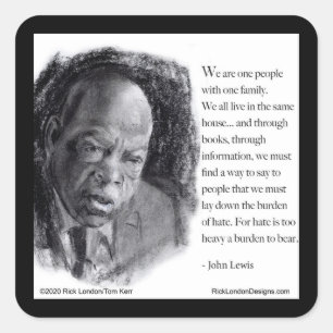 Pegatina Cuadrada John Lewis y cita Retrato Hermoso 