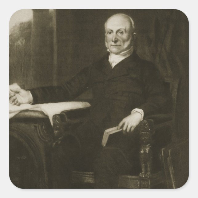 Pegatina Cuadrada John Quincy Adams, sexto presidente de Estados Uni (Anverso)