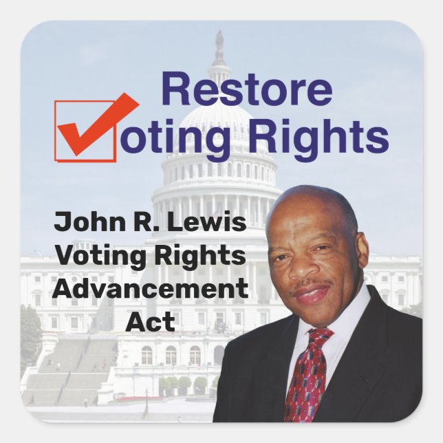 Pegatina Cuadrada John R. Lewis Voting Rights Advancement Act (Anverso)