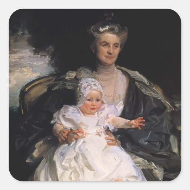 Pegatina Cuadrada John Sargent- Sra. Henry Phipps y su abuela (Anverso)