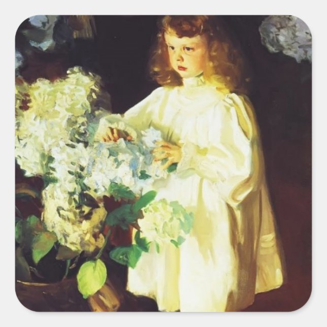 Pegatina Cuadrada John Singer Sargent- Helen Sears (Anverso)