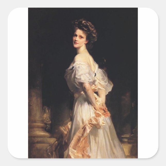 Pegatina Cuadrada John Singer Sargent - Nancy Astor - Bella Artes (Anverso)