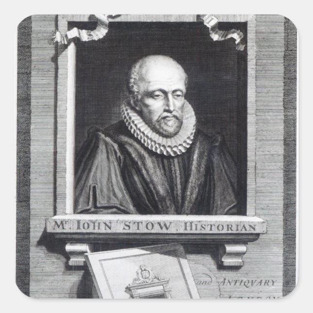 Pegatina Cuadrada John Stow (Anverso)