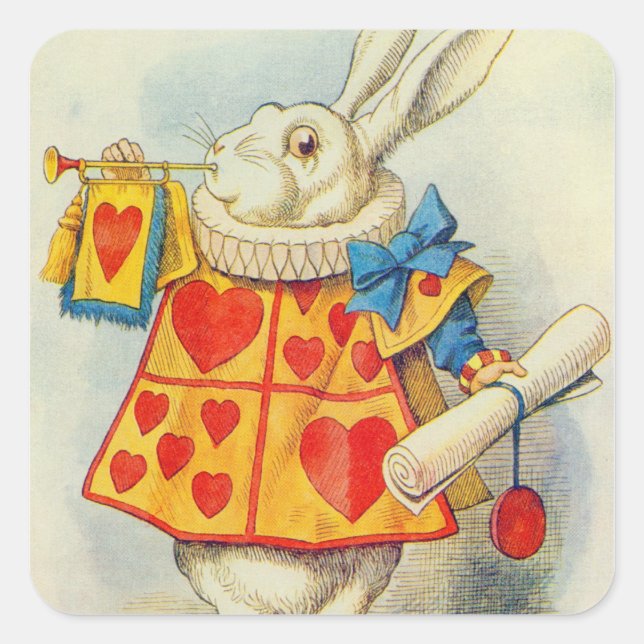 Pegatina Cuadrada John Tenniel | El Conejo Blanco (Anverso)