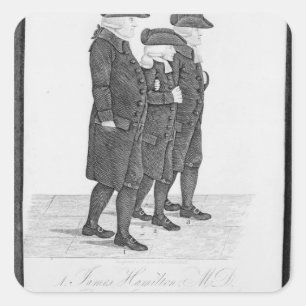 Pegatina Cuadrada John Wesley que camina en Edimburgo entre James