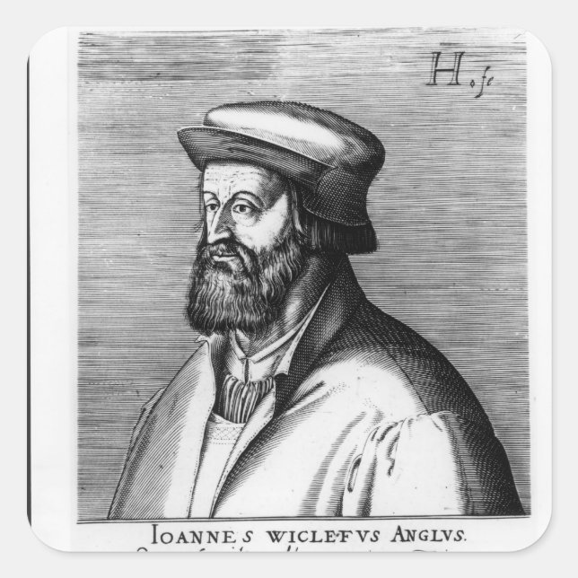 Pegatina Cuadrada John Wycliffe (Anverso)