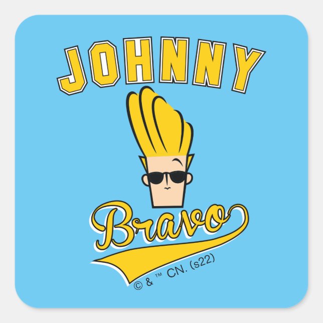 Pegatina Cuadrada Johnny Bravo Collegiate Graphic (Anverso)