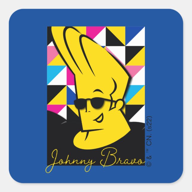 Pegatina Cuadrada Johnny Bravo Pop Art Graphic (Anverso)