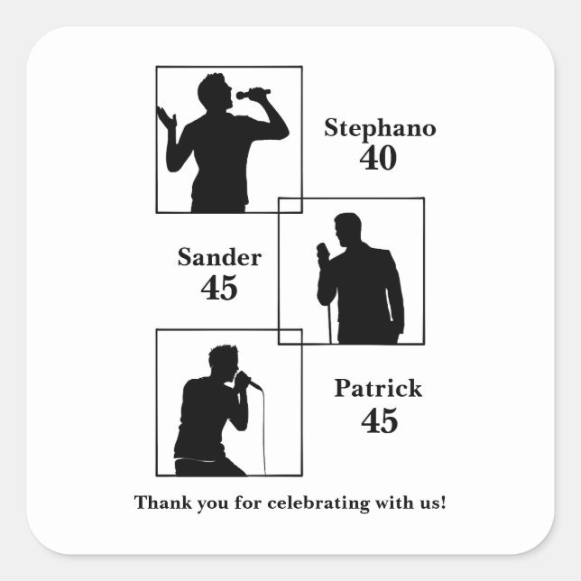 Pegatina Cuadrada Joint Birthday Triple the Fun Minimalist White (Anverso)