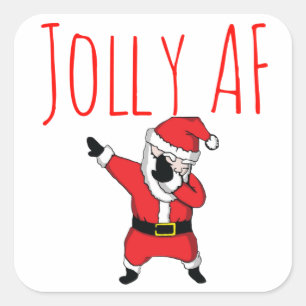 Pegatina Cuadrada Jolly AF Dabbing Santa Claus Feliz Navidad
