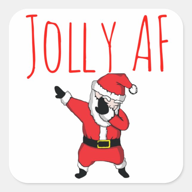 Pegatina Cuadrada Jolly AF Dabbing Santa Claus Feliz Navidad (Anverso)