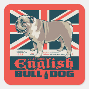 Pegatina Cuadrada Jolly Good English Bulldog