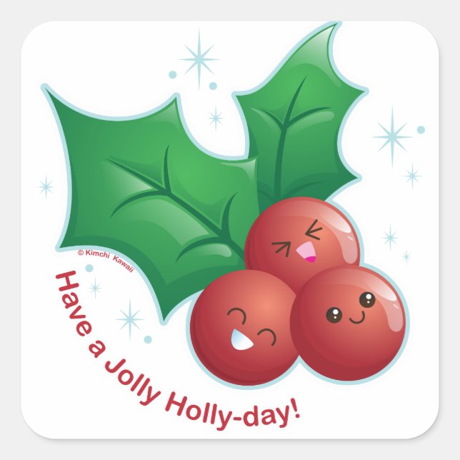 Pegatina Cuadrada Jolly Holly (Anverso)