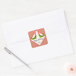 Pegatina Cuadrada Jolly Navidades Elf Legs Stripes Holiday SQUARE