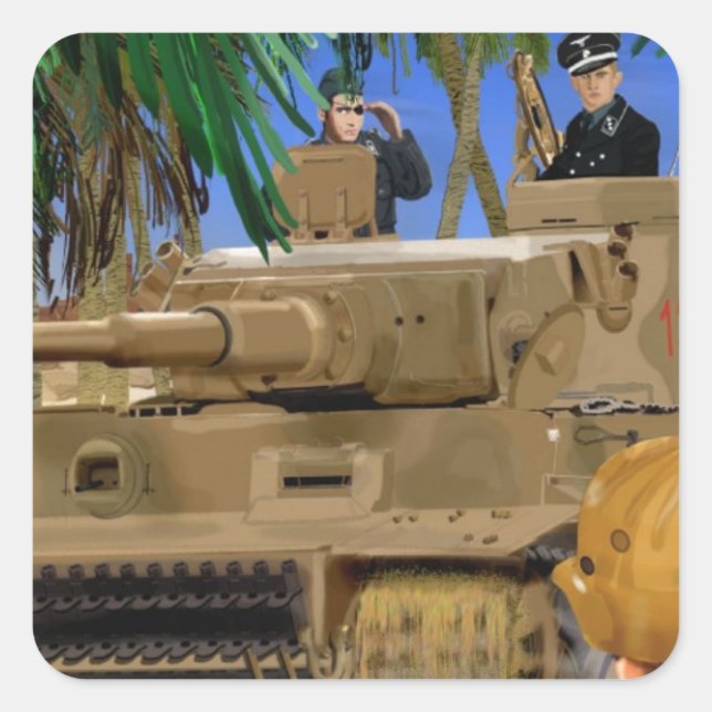 PEGATINA CUADRADA JOLLY ROGER TIGER TANK. (Anverso)