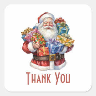 Pegatina Cuadrada Jolly Santa Claus Classic Navidades Gracias