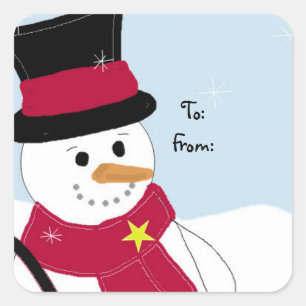 Pegatina Cuadrada Jolly Snowman