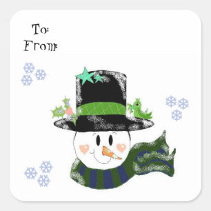 Pegatina Cuadrada Jolly Snowman