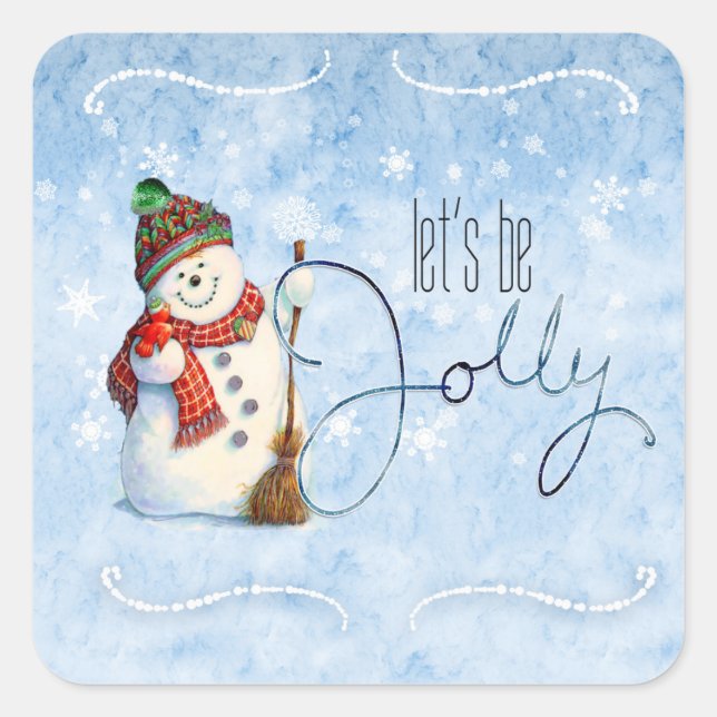 Pegatina Cuadrada Jolly Snowman ID841 (Anverso)
