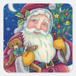 PEGATINA CUADRADA JOLLY ST NICK & TEDDYBEAR, ANTIGUOS NAVIDADES DE M