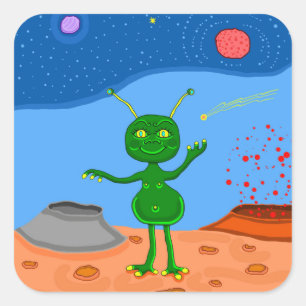 Pegatina Cuadrada Jolly the Cute Alien