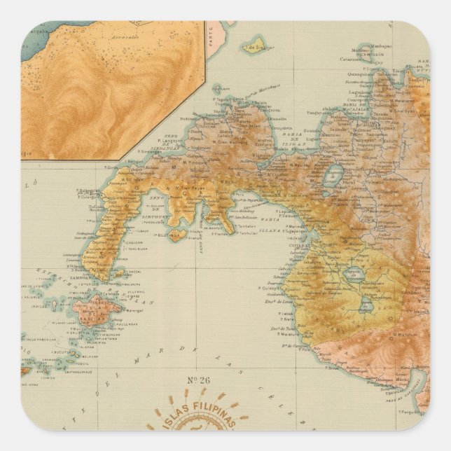 Pegatina Cuadrada Jolo en Mindanao (Anverso)