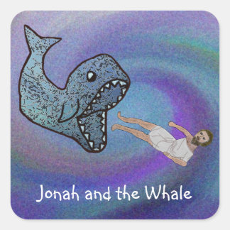 Pegatina Cuadrada Jonah y los Pegatinas de ballenas