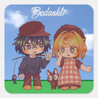 Pegatina Cuadrada Jongetjie en Deretjie Chibi