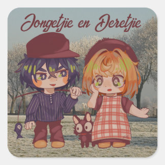 Pegatina Cuadrada Jongetjie en Deretjie Chibi