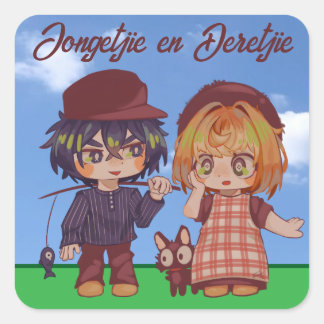 Pegatina Cuadrada Jongetjie en Deretjie Chibi