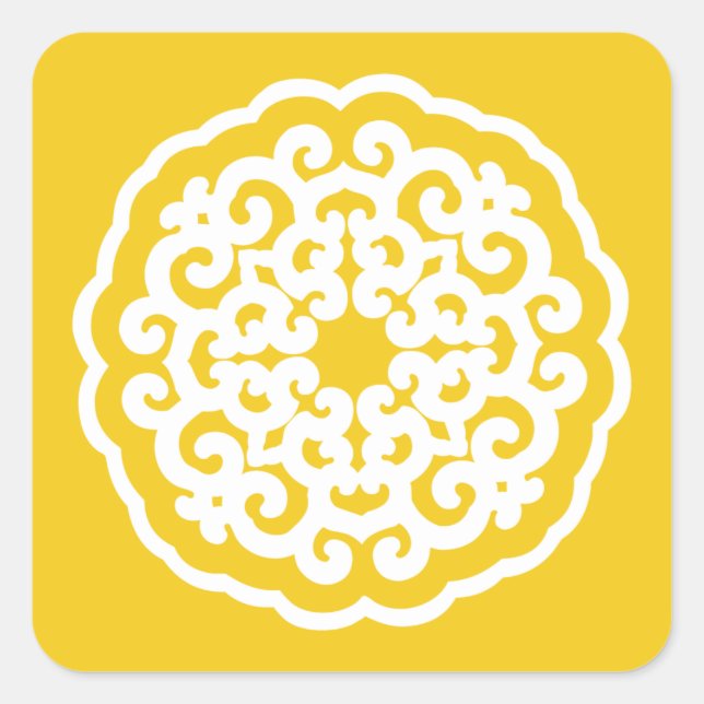 Pegatina Cuadrada Jonquil Asian Moods Mandalla (Anverso)