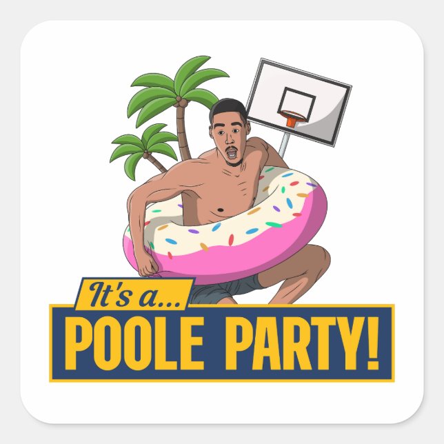 Pegatina Cuadrada Jordan Poole - Baloncesto Golden State (Anverso)
