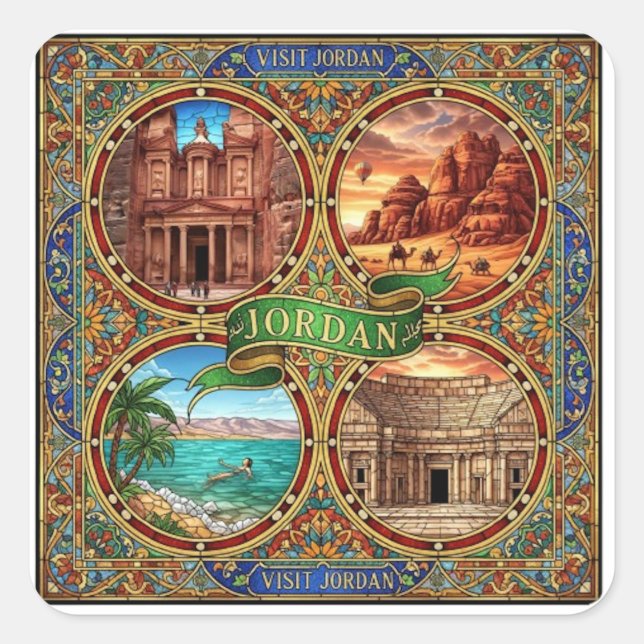 PEGATINA CUADRADA JORDANIA (Anverso)