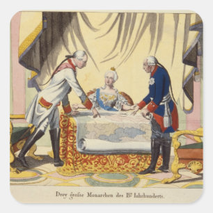 Pegatina Cuadrada José II, Catherine The Great y Frederick II