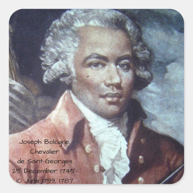 Pegatina Cuadrada Joseph Bologne, Chevalier de Saint-Georges (Anverso)