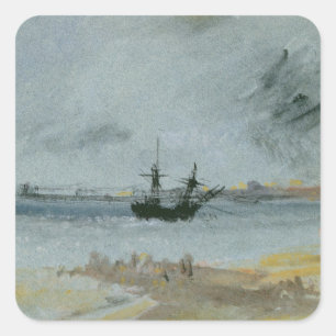 Pegatina Cuadrada Joseph Mallord William Turner Barco terrestre, B