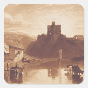 Pegatina Cuadrada Joseph Mallord William Turner   Castillo de Norham