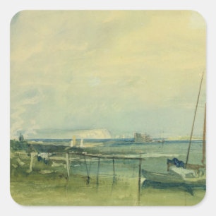 Pegatina Cuadrada Joseph Mallord William Turner   Escena costera con